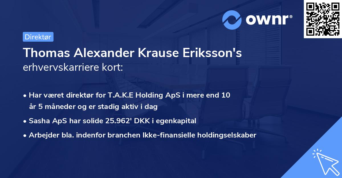 Thomas Alexander Krause Eriksson's erhvervskarriere kort