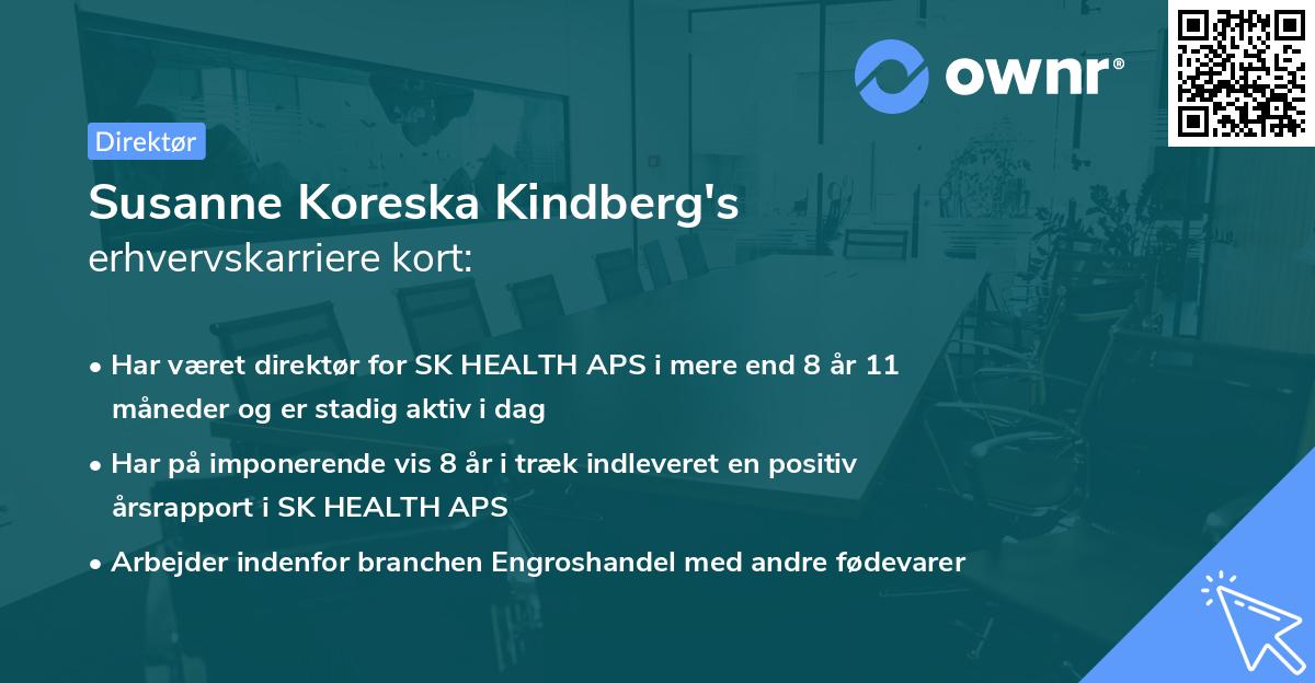 Susanne Koreska Kindberg's erhvervskarriere kort