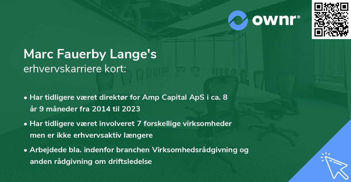 Marc Fauerby Lange's erhvervskarriere kort