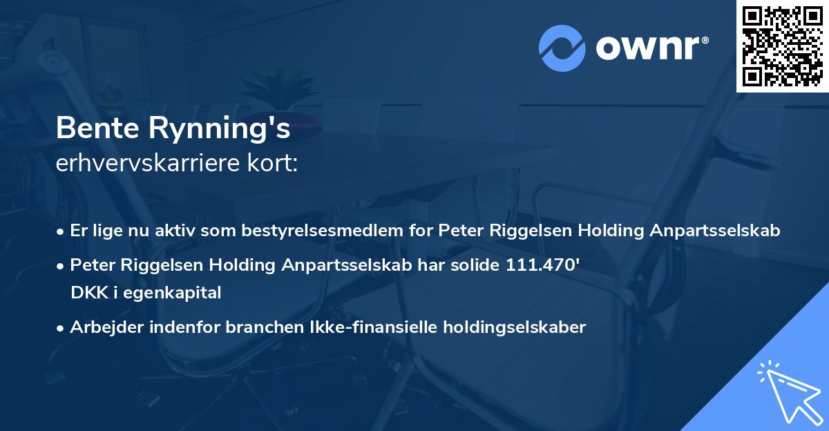 Bente Rynning's erhvervskarriere kort