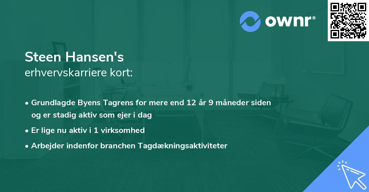 Steen Hansen's erhvervskarriere kort