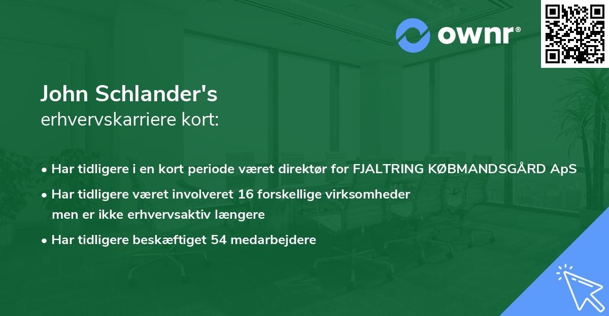 John Schlander's erhvervskarriere kort