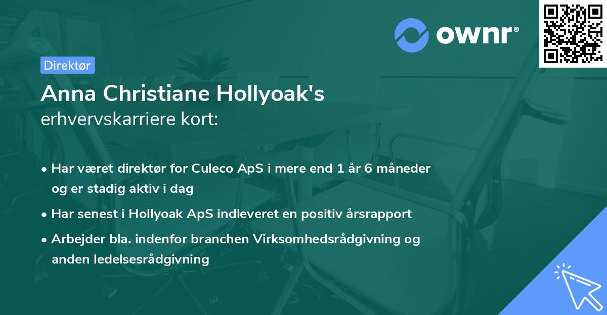 Anna Christiane Hollyoak's erhvervskarriere kort