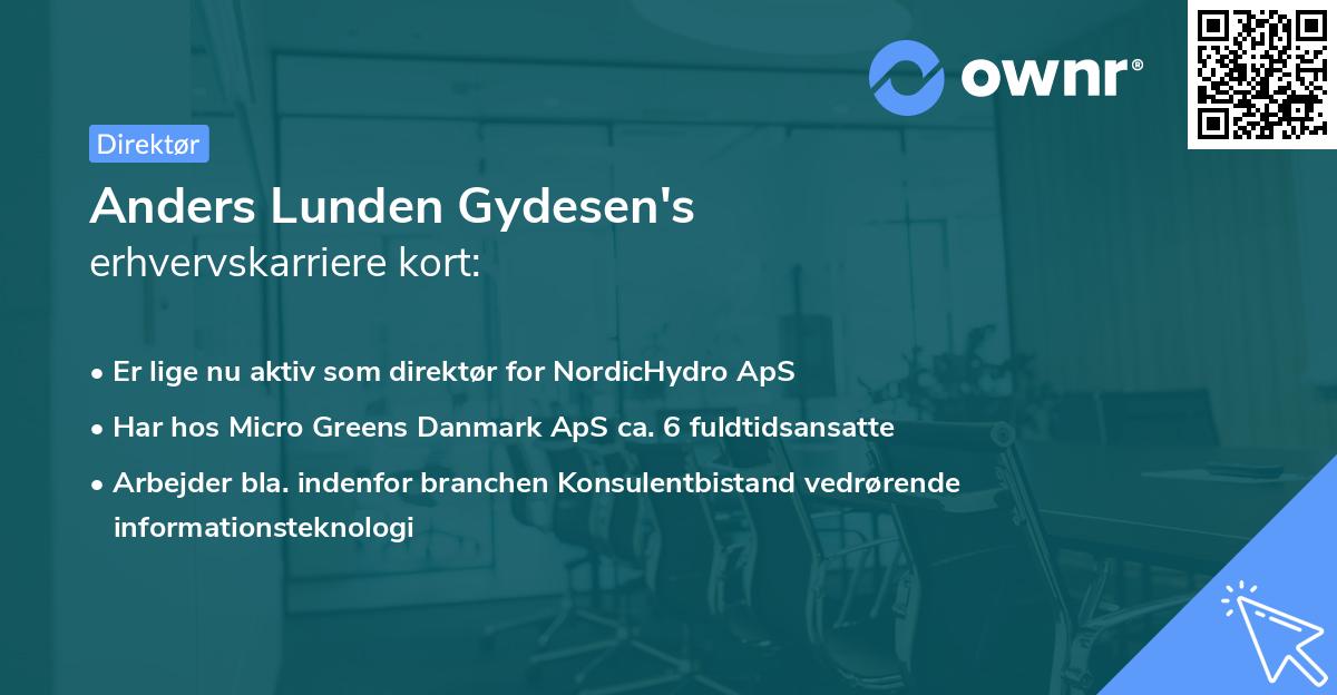 Anders Lunden Gydesen's erhvervskarriere kort