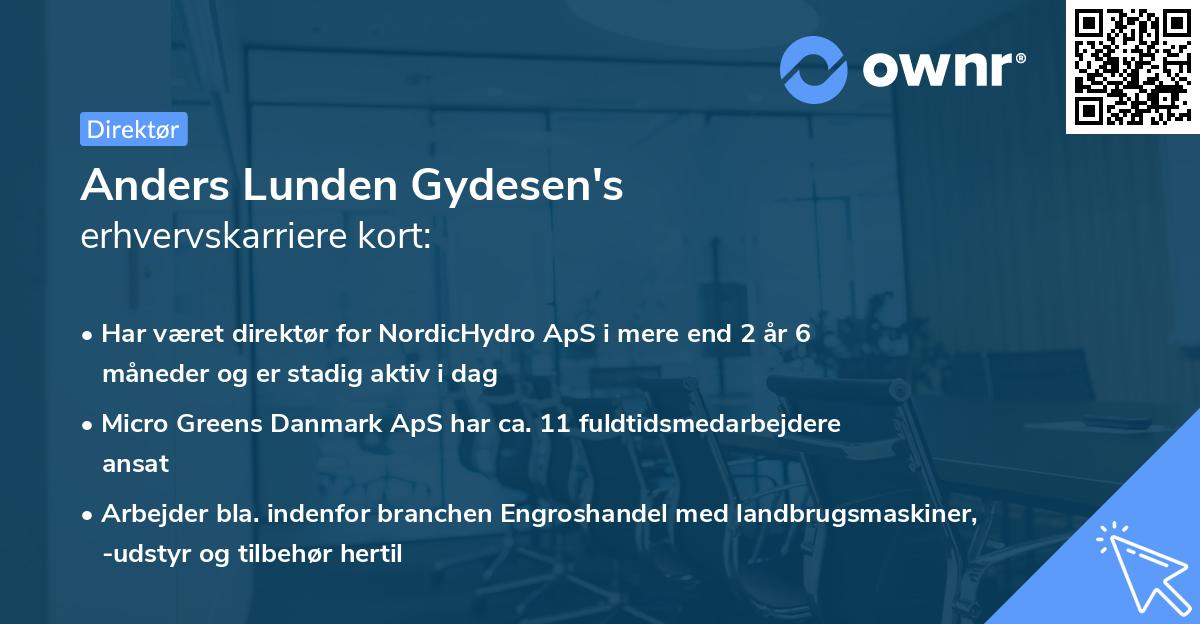 Anders Lunden Gydesen's erhvervskarriere kort