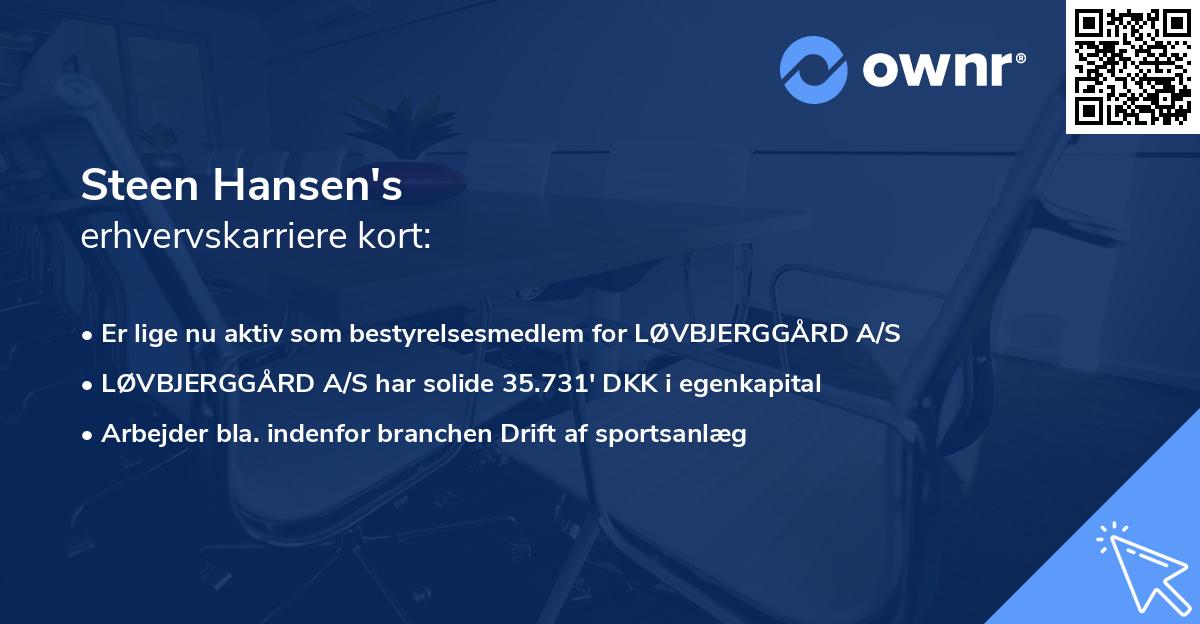 Steen Hansen's erhvervskarriere kort