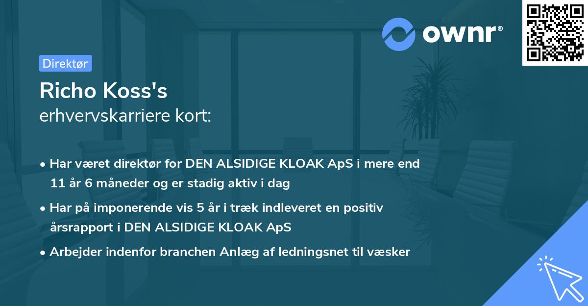 Richo Koss's erhvervskarriere kort