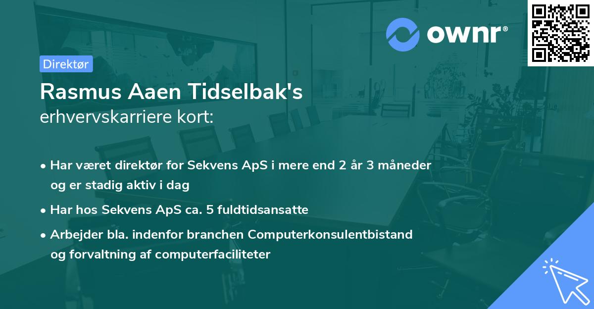 Rasmus Aaen Tidselbak's erhvervskarriere kort