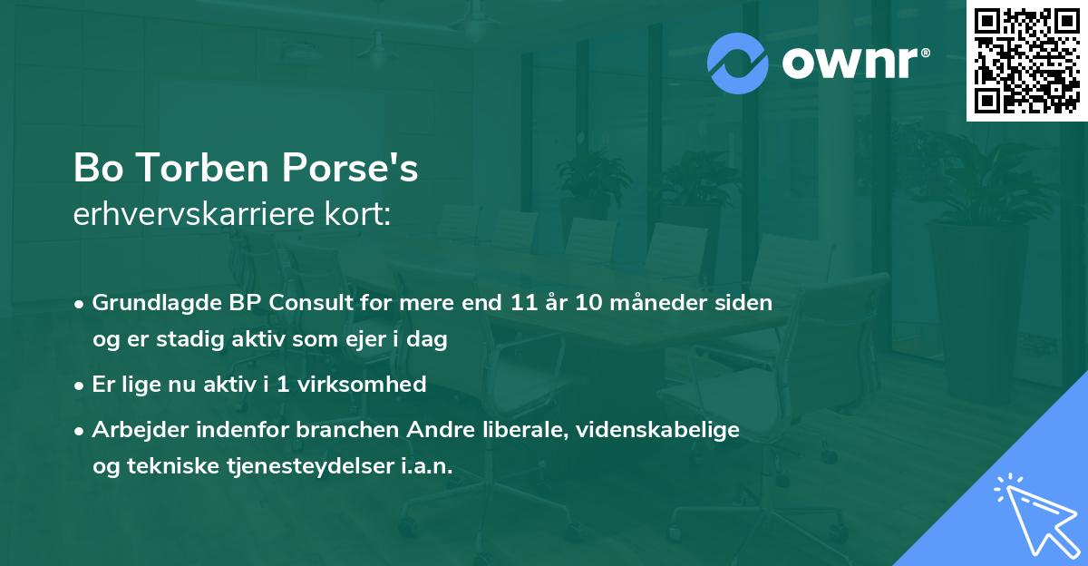 Bo Torben Porse's erhvervskarriere kort