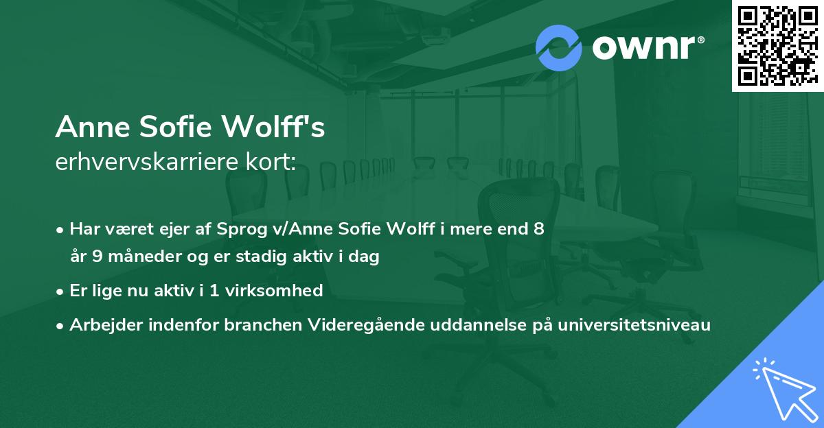 Anne Sofie Wolff's erhvervskarriere kort