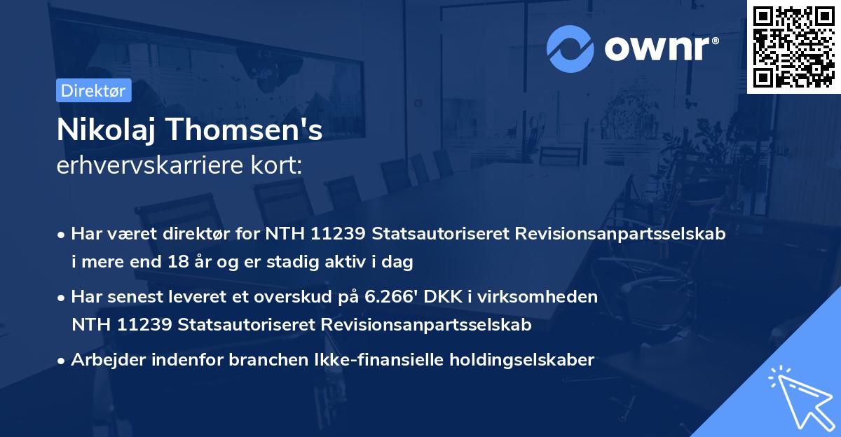 Nikolaj Thomsen's erhvervskarriere kort