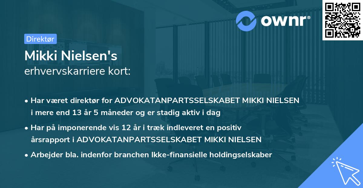 Mikki Nielsen's erhvervskarriere kort