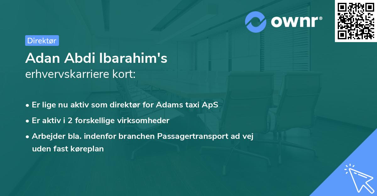 Adan Abdi Ibarahim's erhvervskarriere kort