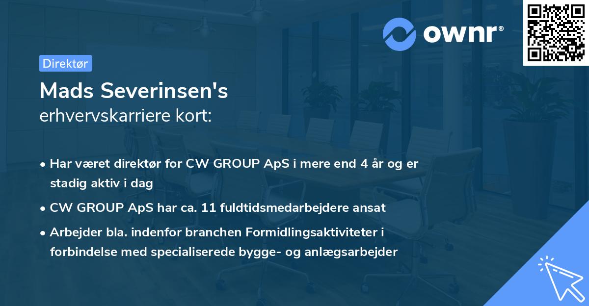 Mads Severinsen's erhvervskarriere kort