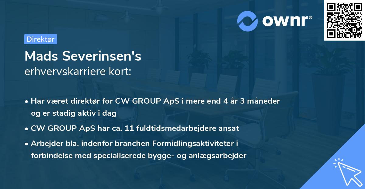 Mads Severinsen's erhvervskarriere kort