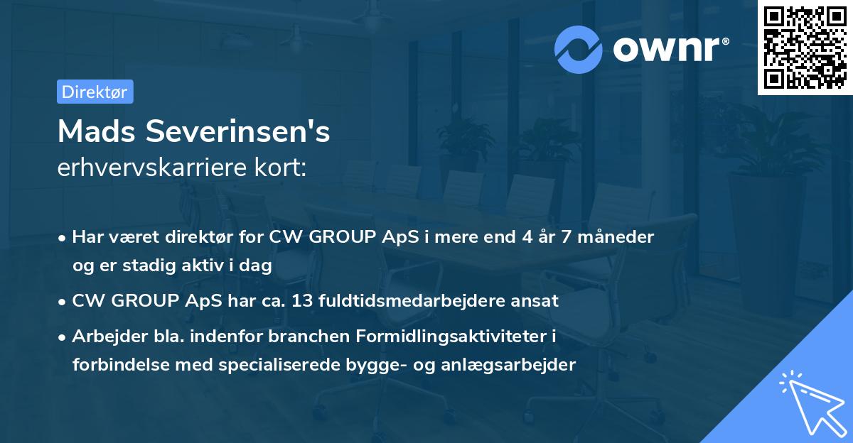 Mads Severinsen's erhvervskarriere kort
