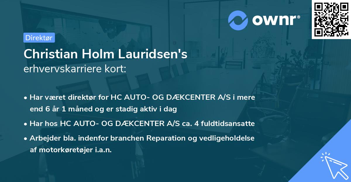 Christian Holm Lauridsen's erhvervskarriere kort