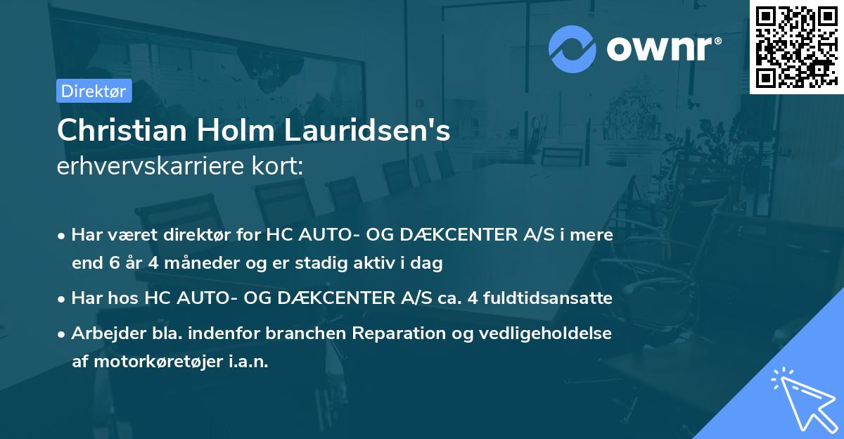 Christian Holm Lauridsen's erhvervskarriere kort