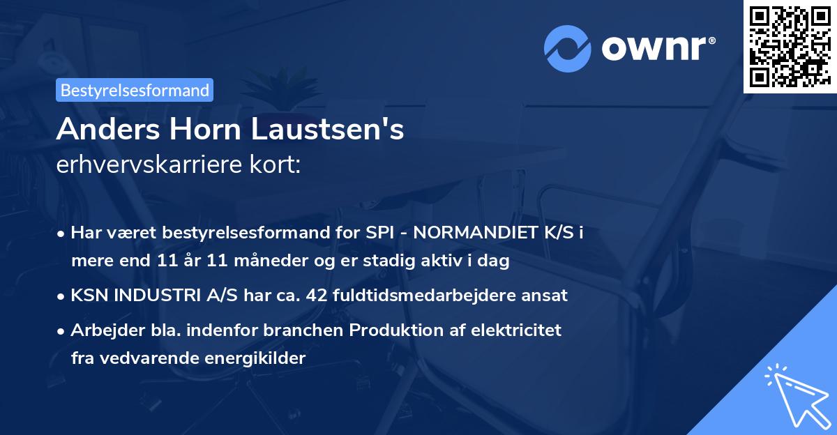 Anders Horn Laustsen's erhvervskarriere kort