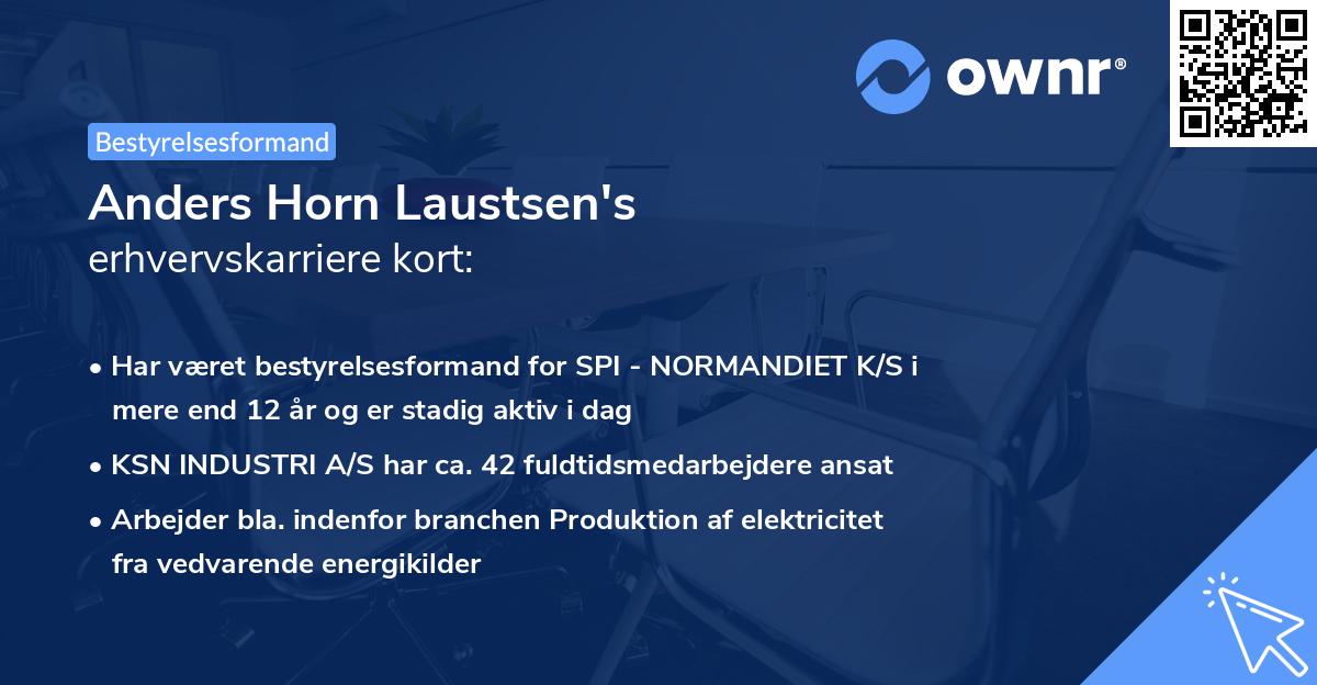 Anders Horn Laustsen's erhvervskarriere kort