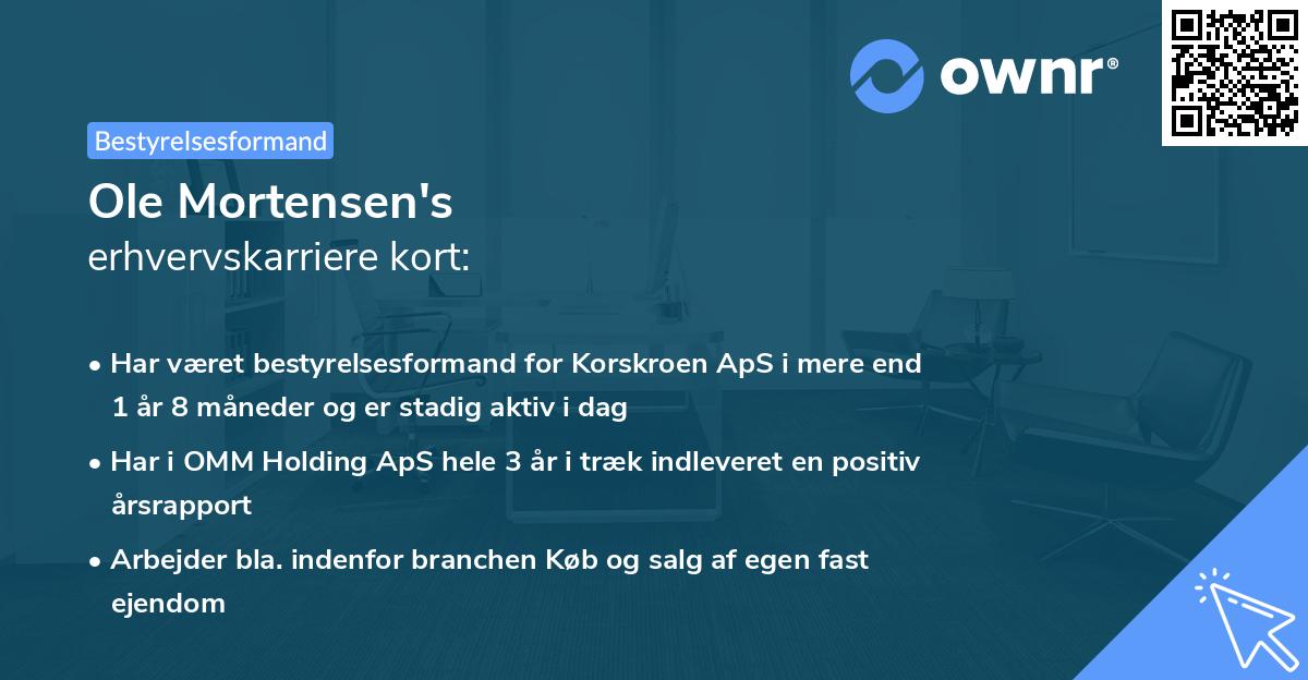 Ole Mortensen's erhvervskarriere kort