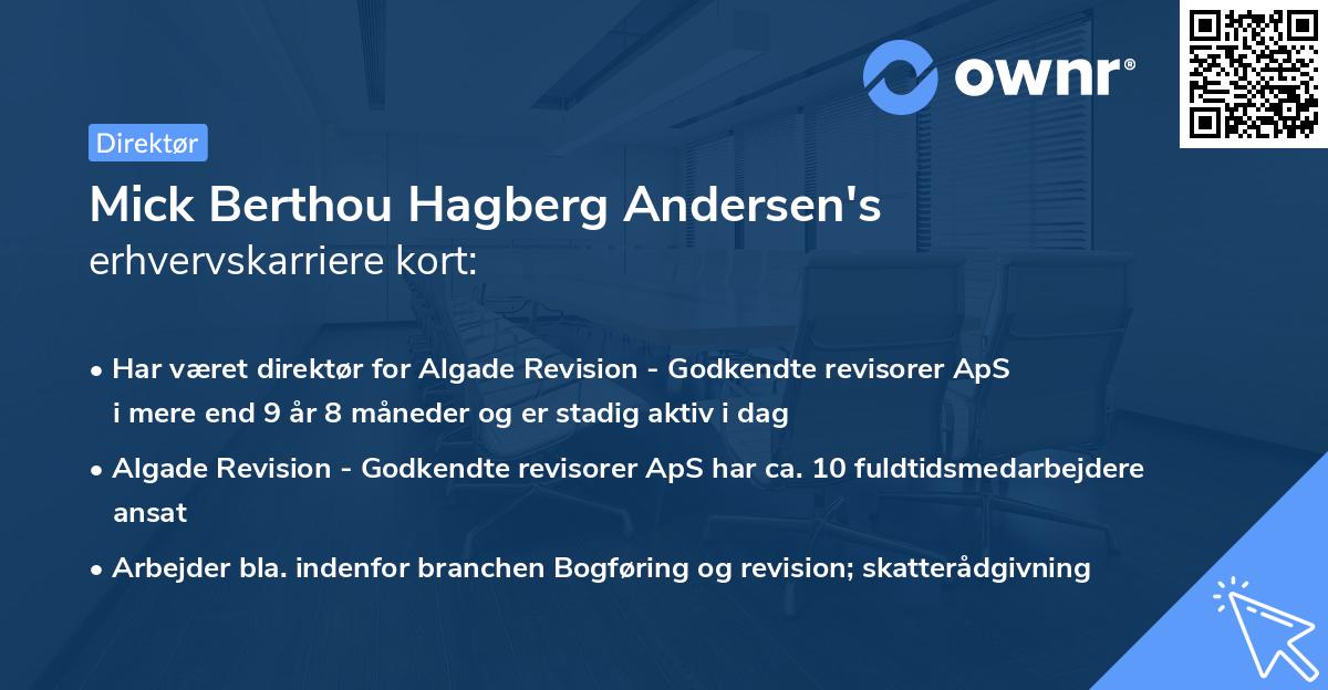 Mick Berthou Hagberg Andersen's erhvervskarriere kort