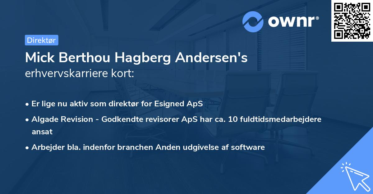 Mick Berthou Hagberg Andersen's erhvervskarriere kort