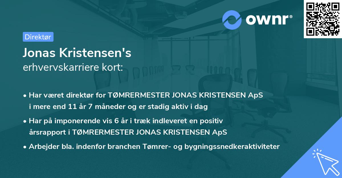 Jonas Kristensen's erhvervskarriere kort