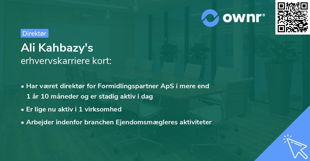 Ali Kahbazy's erhvervskarriere kort
