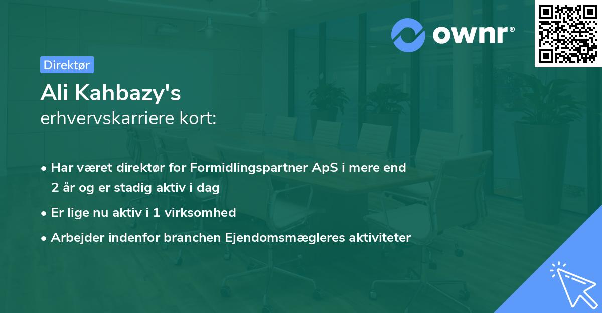Ali Kahbazy's erhvervskarriere kort