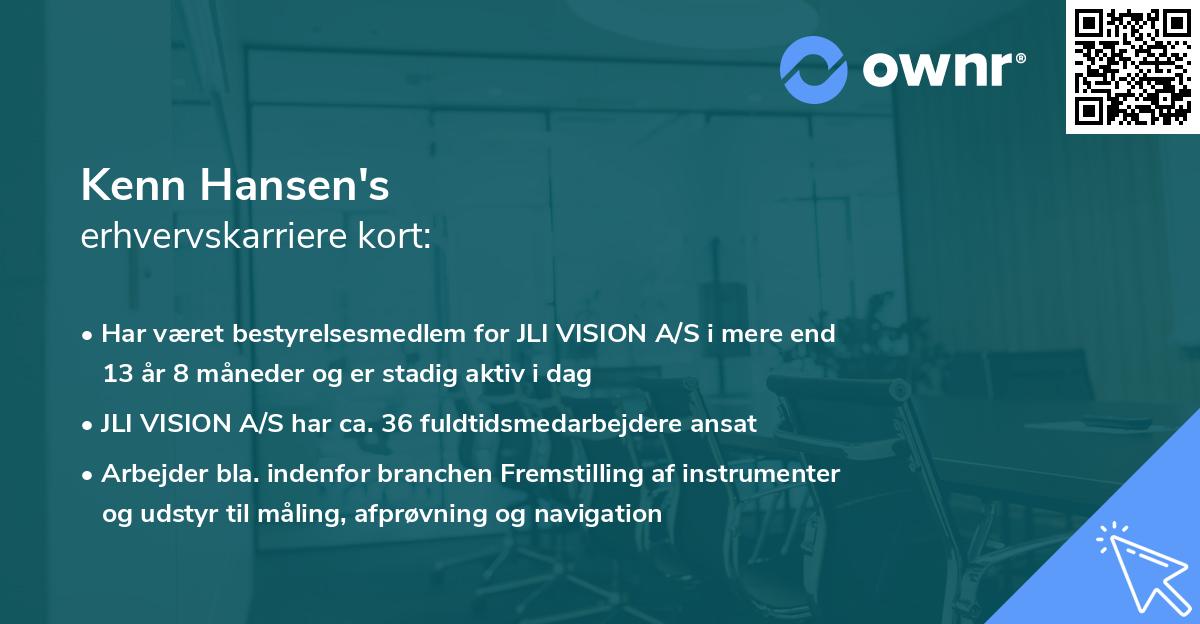 Kenn Hansen's erhvervskarriere kort