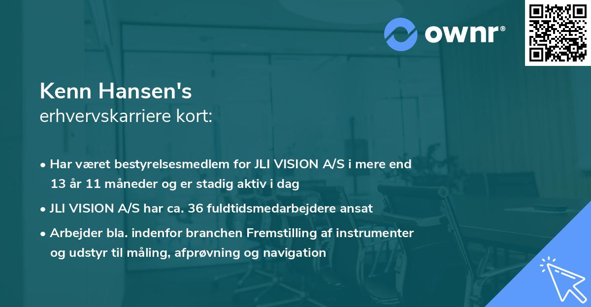 Kenn Hansen's erhvervskarriere kort