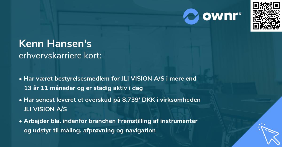 Kenn Hansen's erhvervskarriere kort