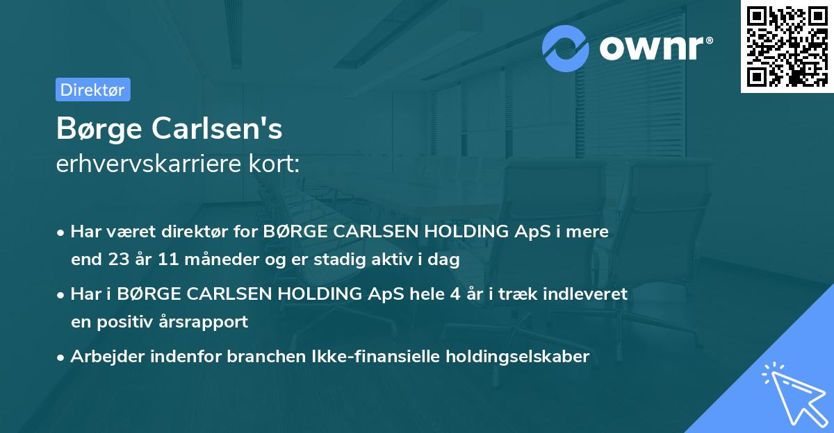 Børge Carlsen's erhvervskarriere kort