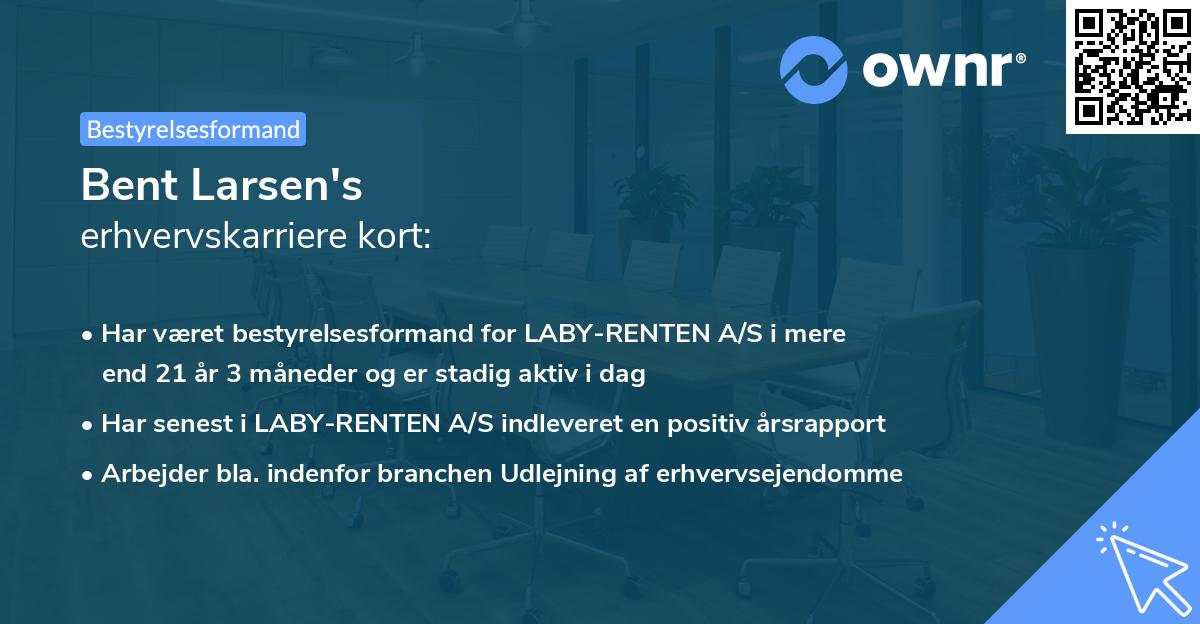 Bent Larsen's erhvervskarriere kort