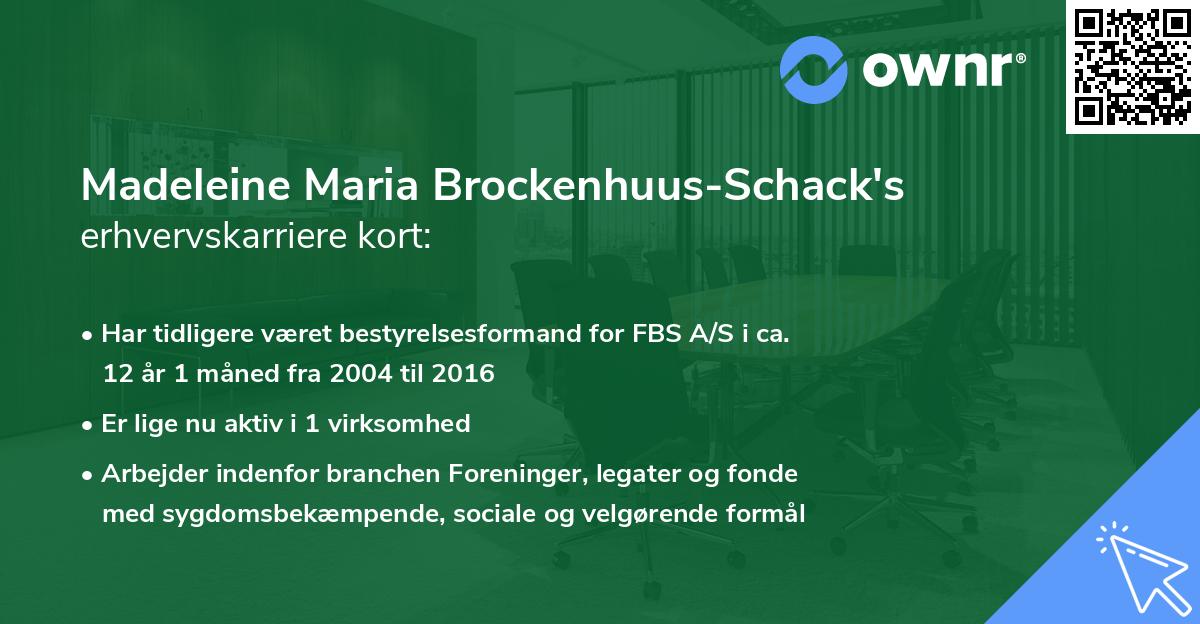 Madeleine Maria Brockenhuus-Schack's erhvervskarriere kort