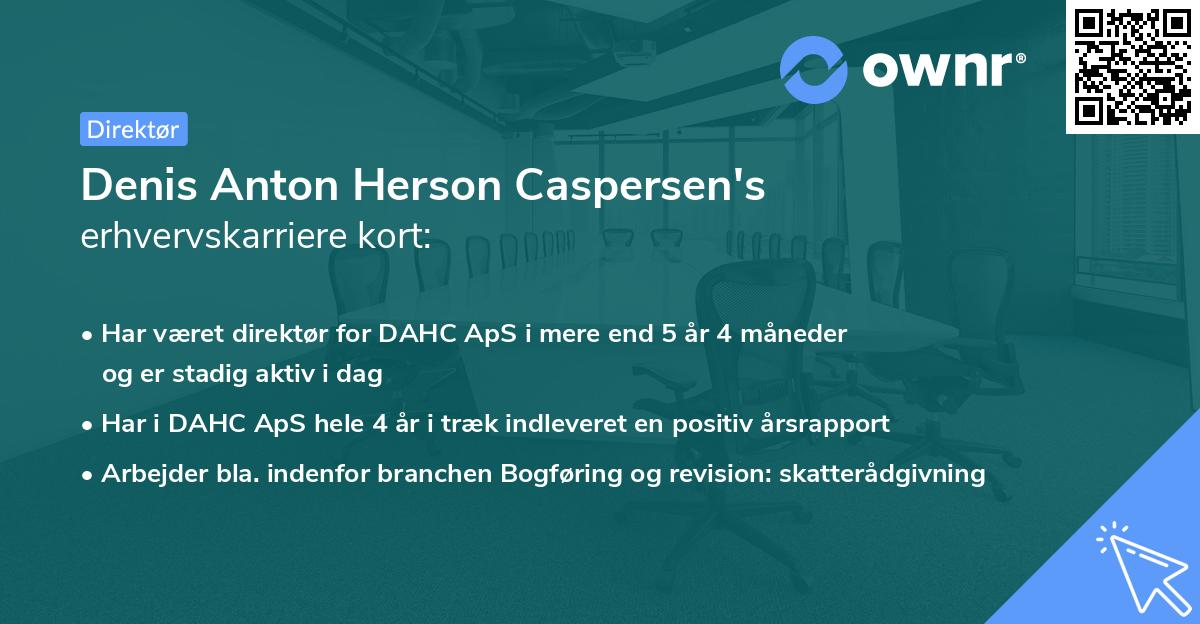 Denis Anton Herson Caspersen's erhvervskarriere kort