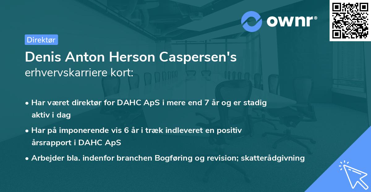 Denis Anton Herson Caspersen's erhvervskarriere kort