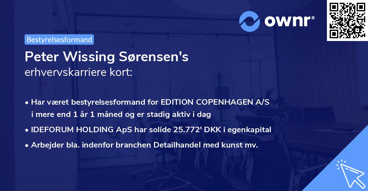 Peter Wissing Sørensen's erhvervskarriere kort