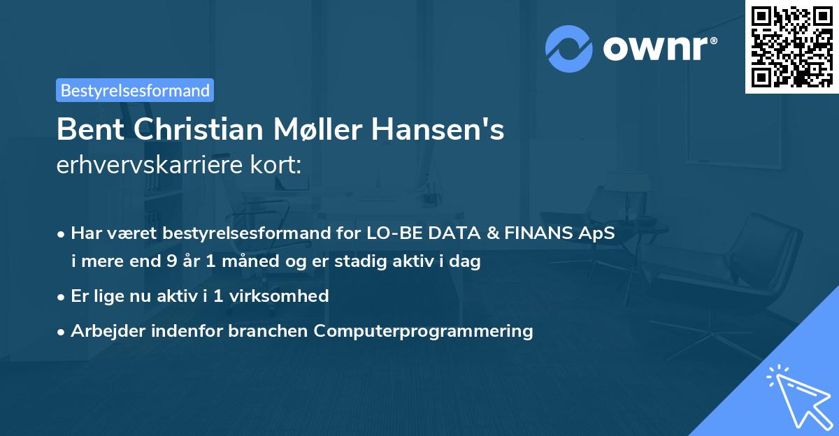 Bent Christian Møller Hansen's erhvervskarriere kort