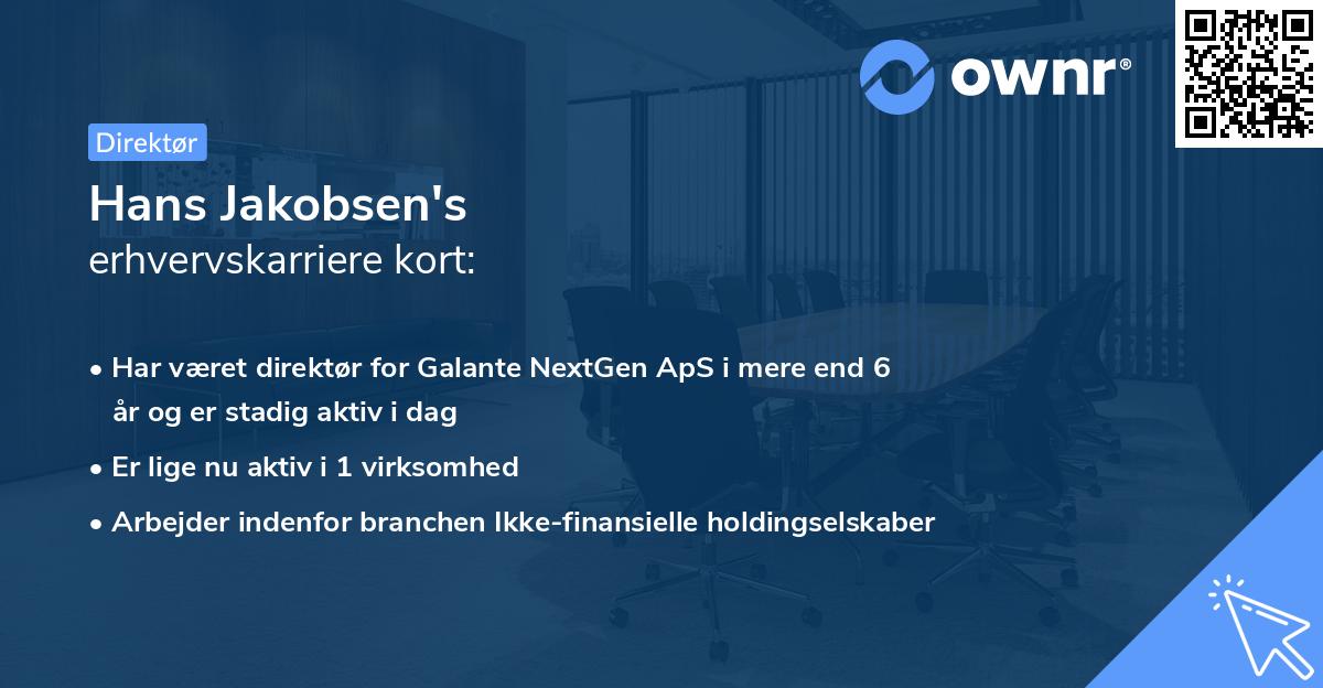 Hans Jakobsen's erhvervskarriere kort