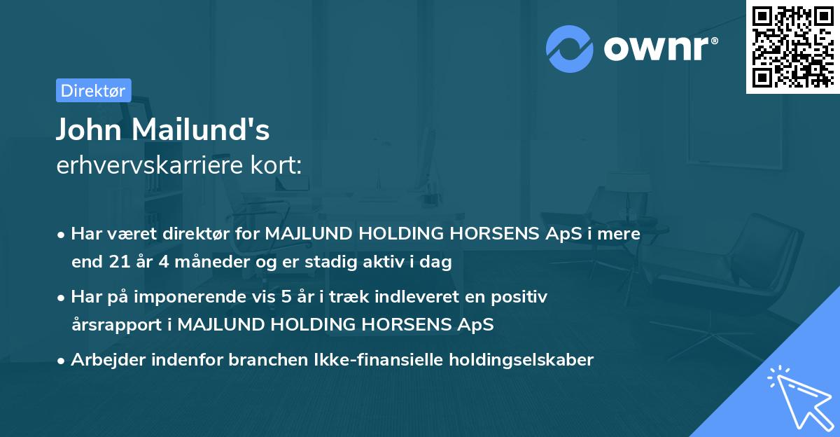John Mailund's erhvervskarriere kort