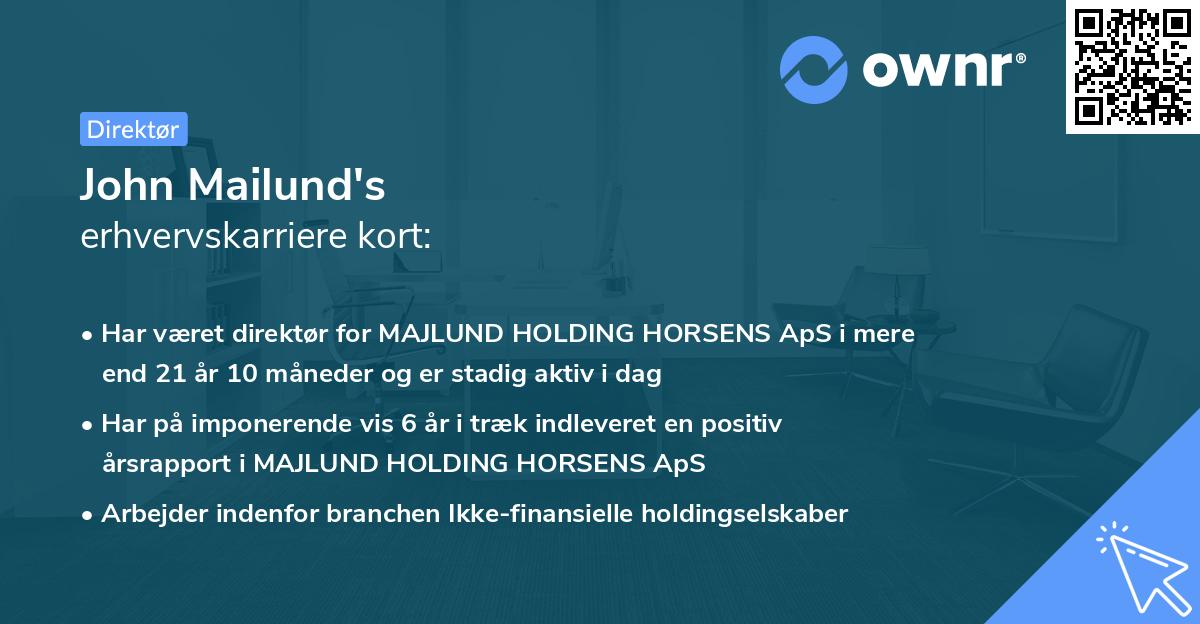 John Mailund's erhvervskarriere kort