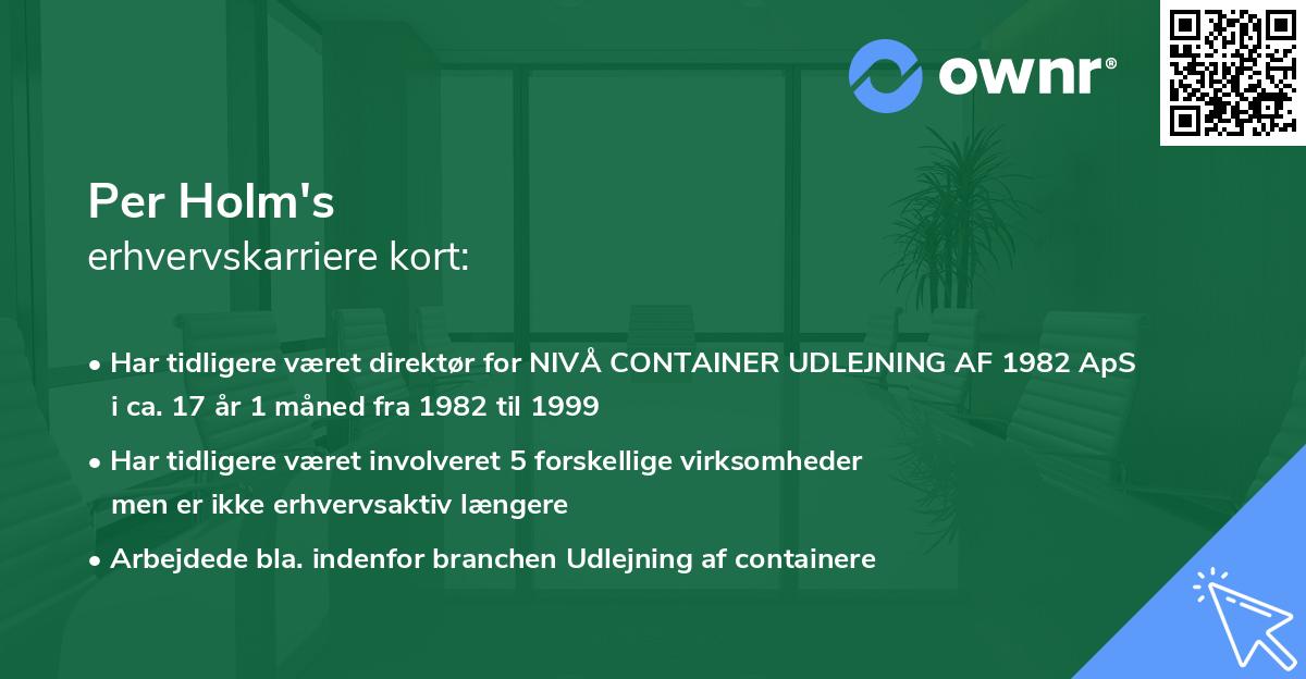 Per Holm's erhvervskarriere kort