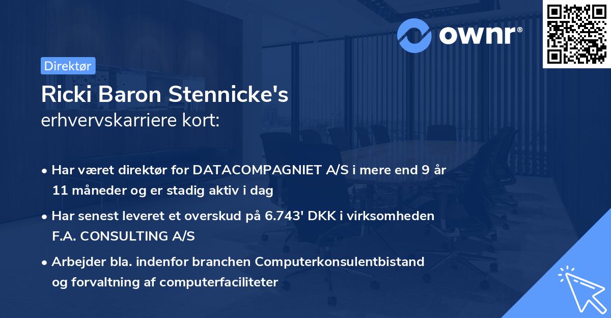 Ricki Baron Stennicke's erhvervskarriere kort
