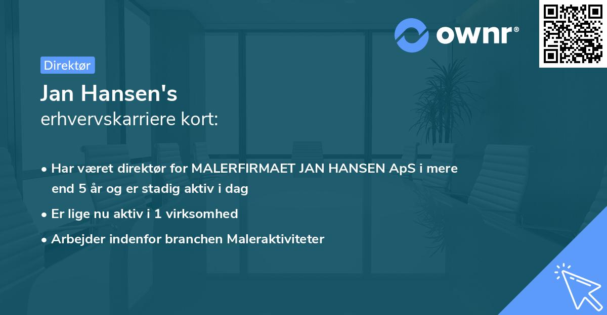 Jan Hansen's erhvervskarriere kort