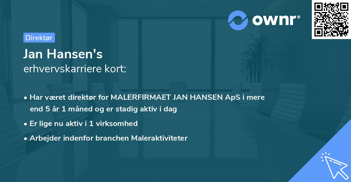 Jan Hansen's erhvervskarriere kort