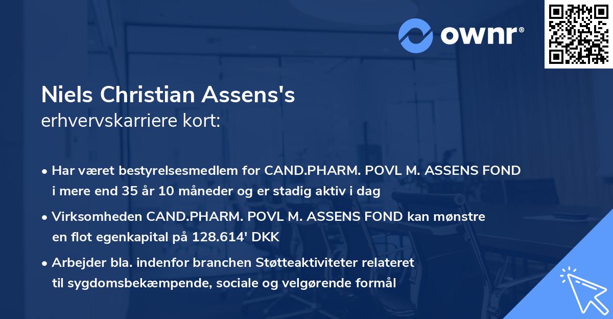 Niels Christian Assens's erhvervskarriere kort