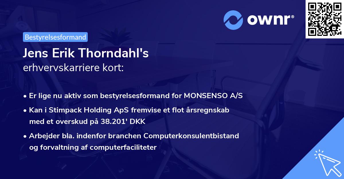 Jens Erik Thorndahl's erhvervskarriere kort