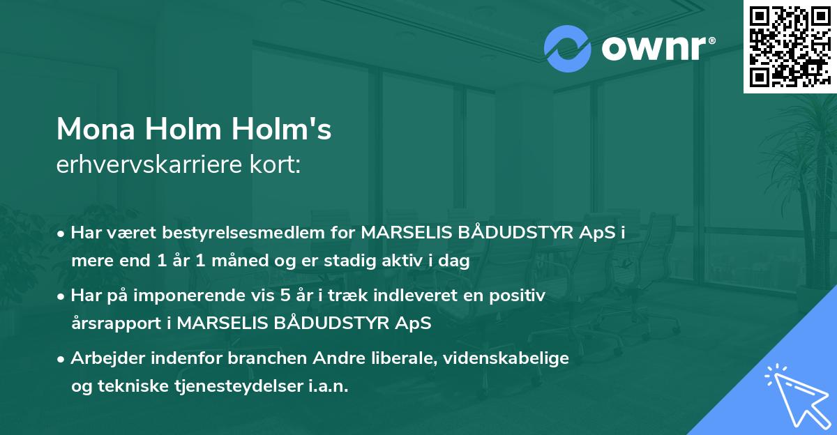 Mona Holm Holm's erhvervskarriere kort
